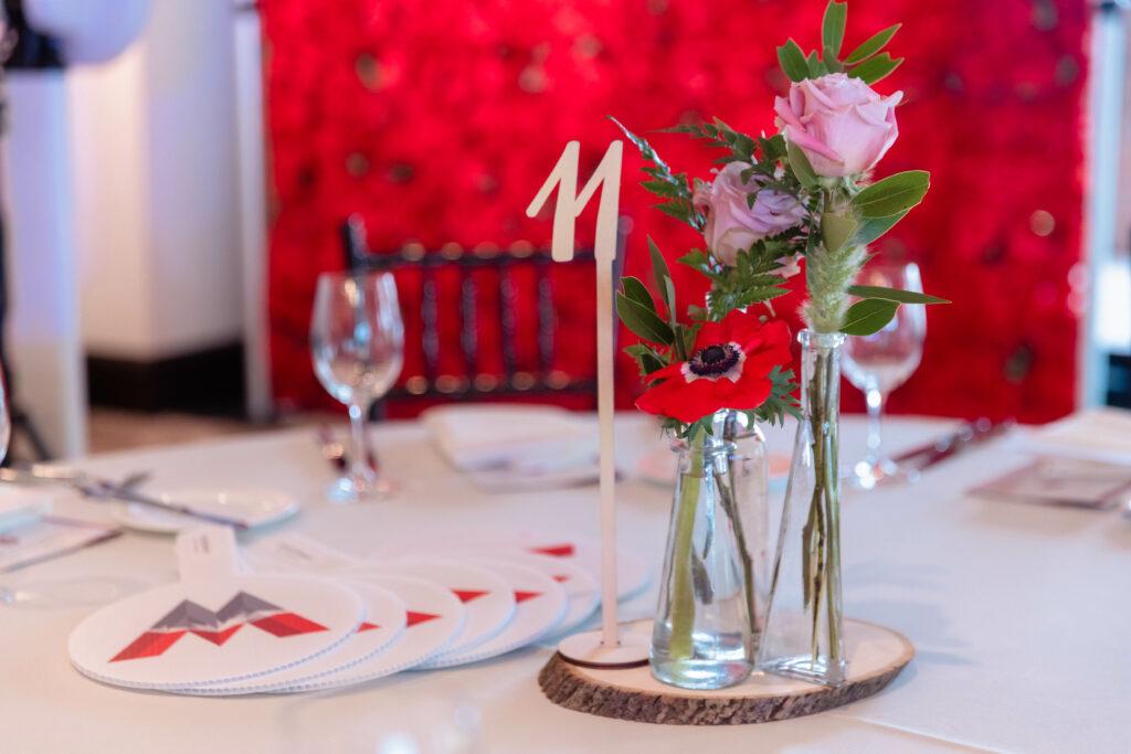 Decorations on a table at the 2023 annual Mountaineer Gala